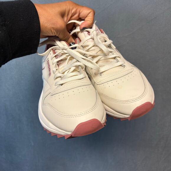 Reebok Women’s Classic Leather Ripple Shoes Cream Pink Size 9.5 Momcore Comfy - Picture 4 of 11